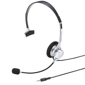 サンワサプライ　４極対応ヘッドセット　片耳タイプ　シルバー　ＭＭ－ＨＳ４０２ＳＶ　１個