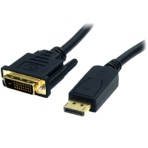 ＳｔａｒＴｅｃｈ．ｃｏｍ　ＤｉｓｐｌａｙＰｏｒｔ－ＤＶＩ変換ケーブル　１．８ｍ　オス／オス　１９２０×１２００対応　ブラック　ＤＰ２ＤＶＩ２ＭＭ６　１本