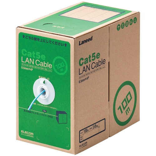 エレコム　ＬＡＮケーブル（Ｃａｔ５ｅ　単線）　ライトブルー　１００ｍ　ＲｏＨＳ指令準拠（１０物質）　ＬＤ－ＣＴ２／ＬＢ１００／ＲＳ　１本1