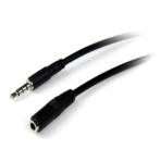 ＳｔａｒＴｅｃｈ．ｃｏｍ　３．５ｍｍ　４極ＴＲＲＳステレオミニプラグ延長ケーブル　２ｍ　オス／メス　ブラック　ＭＵＨＳＭＦ２Ｍ　１本