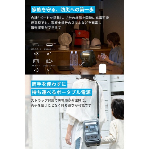 アンカージャパン　ポータブル電源　ＡＮＫＥＲ　Ｓｏｌｉｘ　Ｃ３００　Ｐｏｒｔａｂｌｅ　Ｐｏｗｅｒ　Ｓｔａｔｉｏｎ　２８８Ｗｈ　ブラック　Ａ１７２２５１１　１台3