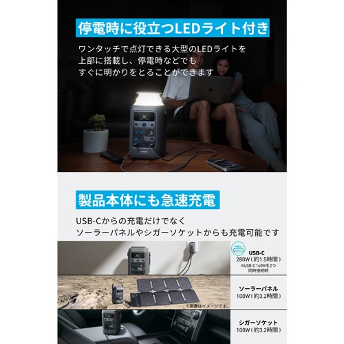 アンカージャパン　ポータブル電源　ＡＮＫＥＲ　Ｓｏｌｉｘ　Ｃ３００　ＤＣ　Ｐｏｒｔａｂｌｅ　Ｐｏｗｅｒ　Ｓｔａｔｉｏｎ　２８８Ｗｈ　ブラック　Ａ１７２６５１１　１台7