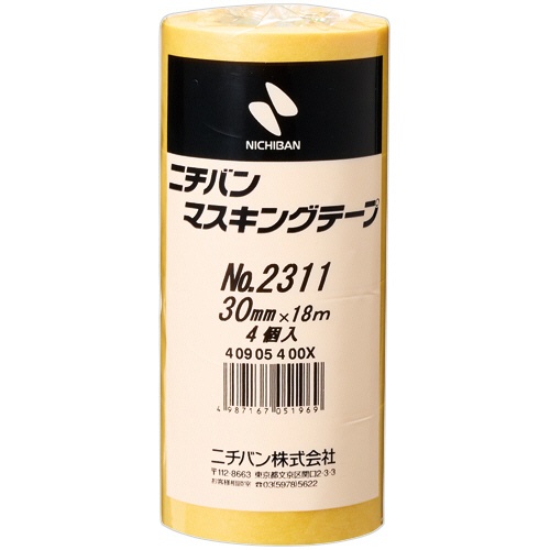 ニチバン　マスキングテープ　Ｎｏ．２３１１　３０ｍｍ×１８ｍ　厚み０．０９２ｍｍ　２３１１Ｈ－３０　１パック（４巻）1