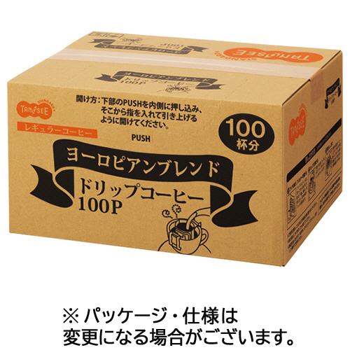 【クリックで詳細表示】TANOSEE オリジナルドリップコーヒー ヨーロピアンブレンド 8g 1箱(100袋) 501962