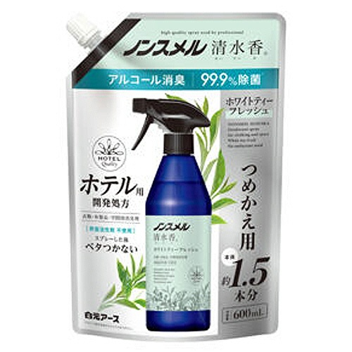 白元アース　ノンスメル　清水香　ホワイトティーフレッシュの香り　つめかえ用　６００ｍＬ　１パック1
