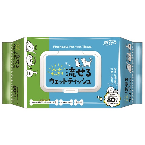 日翔　Ｎｉｓｙｏ　流せるペットウェットティッシュ　１パック（８０枚）1