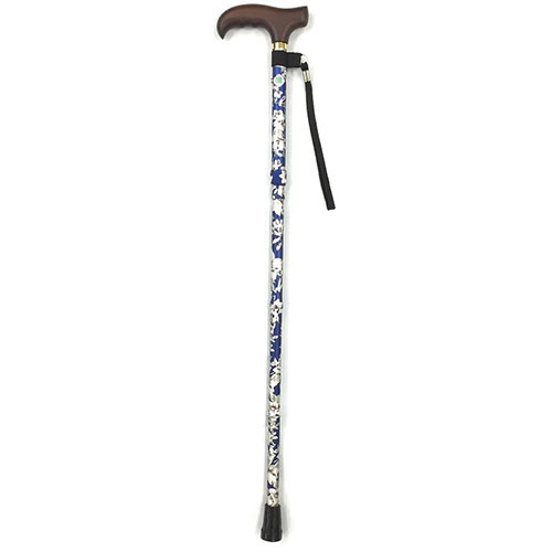フジホーム　ステッキ　ベーシック　折り畳みＳ　花柄青　ＷＢ３７２３　１本1