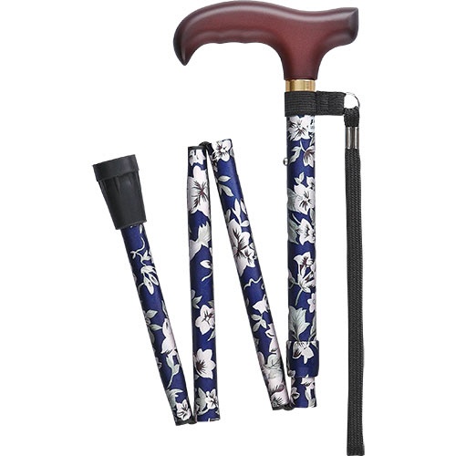 フジホーム　ステッキ　ベーシック　折り畳みＳ　花柄青　ＷＢ３７２３　１本2