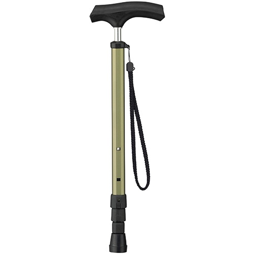 ケイ・ホスピア　愛杖　ポケットステッキ　約７５～９１ｃｍ（４段階調節）　グリップ：ブラック　シャフト：オリーブ　ＰＳ－５　１本2
