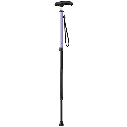 ケイ・ホスピア　愛杖　ポケットステッキ　約７５～９１ｃｍ（４段階調節）　グリップ：ブラック　シャフト：藤色　ＰＳ－６　１本1
