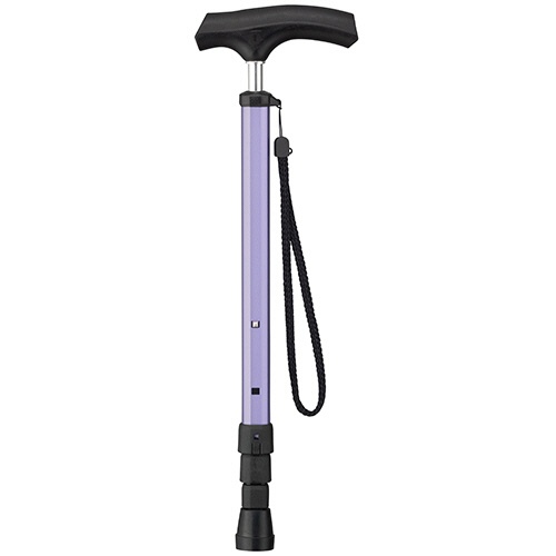 ケイ・ホスピア　愛杖　ポケットステッキ　約７５～９１ｃｍ（４段階調節）　グリップ：ブラック　シャフト：藤色　ＰＳ－６　１本2