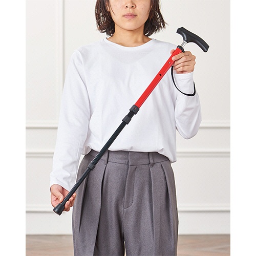 ケイ・ホスピア　愛杖　ポケットステッキ　約７５～９１ｃｍ（４段階調節）　グリップ：ブラック　シャフト：藤色　ＰＳ－６　１本6