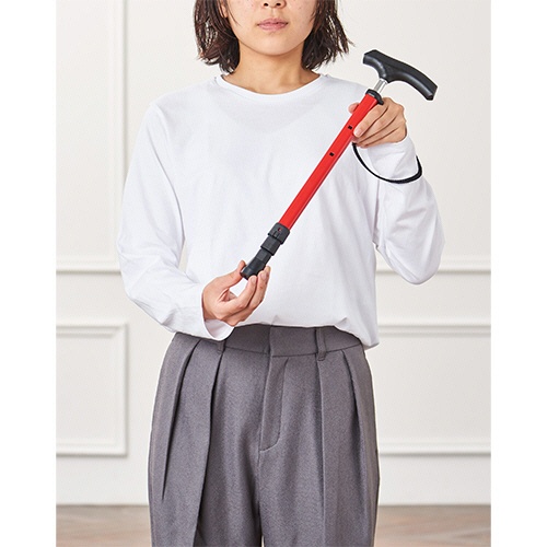 ケイ・ホスピア　愛杖　ポケットステッキ　約７５～９１ｃｍ（４段階調節）　グリップ：ブラック　シャフト：藤色　ＰＳ－６　１本7