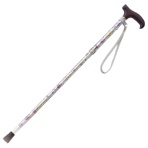 ひまわり　ささえ　４つ折伸縮ステッキ　Ｖ４型タイプ　７６～８８ｃｍ　花柄　銀　ＶＯ４４６０　１本