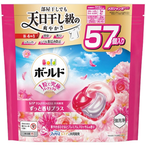 Ｐ＆Ｇ　ボールド　ジェルボール４Ｄ　華やかプレミアムブロッサムの香り　つめかえ用　メガジャンボ　１パック（５７個）1