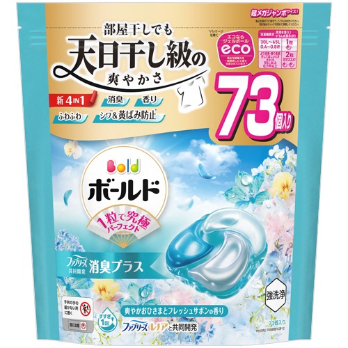 Ｐ＆Ｇ　ボールド　ジェルボール４Ｄ　爽やかフレッシュフラワーサボンの香り　つめかえ用　超メガジャンボ　１パック（７３個）1