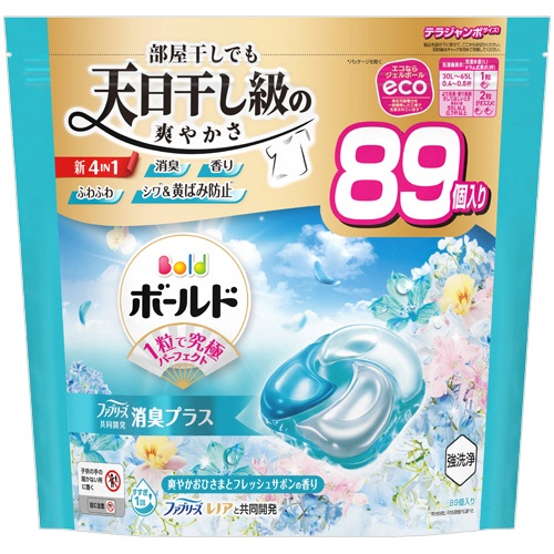 Ｐ＆Ｇ　ボールド　ジェルボール４Ｄ　爽やかフレッシュフラワーサボンの香り　つめかえ用　テラジャンボ　１パック（８９個）1