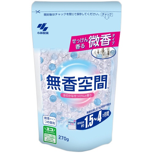小林製薬　無香空間　ほのかなせっけんの香り　つめ替用　２７０ｇ　１個1