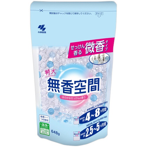 小林製薬　無香空間　ほのかなせっけんの香り　特大　つめ替用　６４８ｇ　１個1