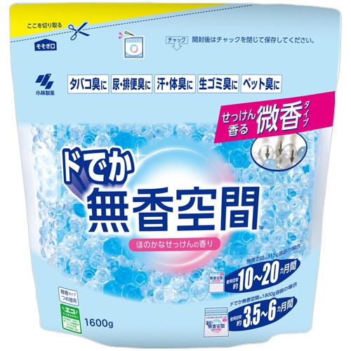 小林製薬　ドでか無香空間　ほのかなせっけんの香り　つめ替用　１６００ｇ　１個1