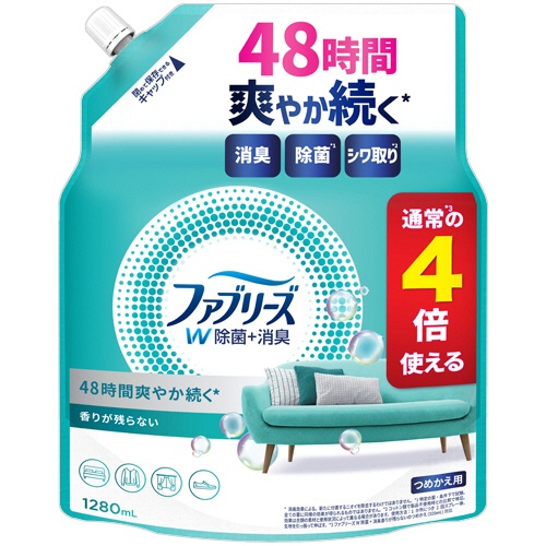 Ｐ＆Ｇ　ファブリーズ　ダブル除菌　つめかえ用４回分　超ＢＩＧ特大　１２８０ｍＬ　１個1