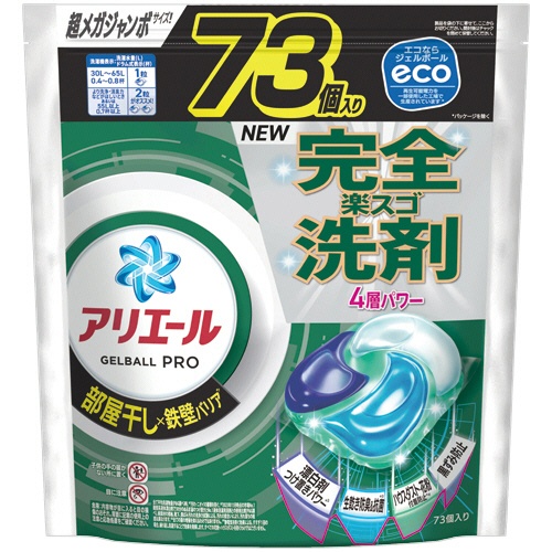Ｐ＆Ｇ　アリエール　ジェルボールプロ　部屋干し用　つめかえ用　超メガジャンボ　１パック（７３個）1