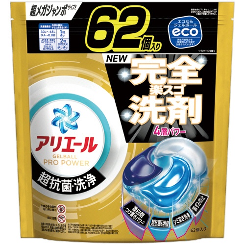 Ｐ＆Ｇ　アリエール　ジェルボールプロ　パワー　つめかえ用　超メガジャンボ　１パック（６２個）1