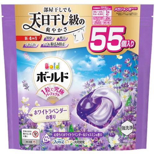 Ｐ＆Ｇ　ボールド　ジェルボール４Ｄ　心安らぐホワイトラベンダー＆ジャスミンの香り　つめかえ用　メガジャンボサイズ　１パック（５５個）1