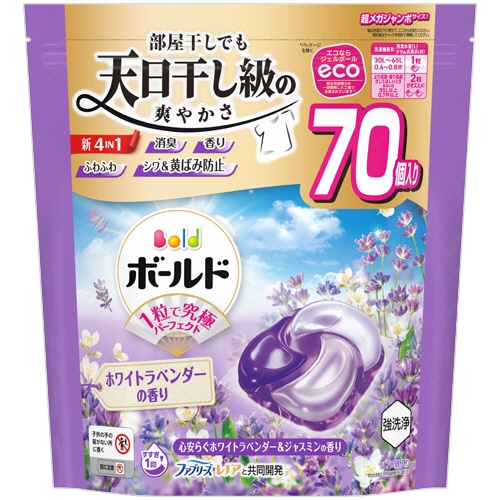 Ｐ＆Ｇ　ボールド　ジェルボール４Ｄ　心安らぐホワイトラベンダー＆ジャスミンの香り　つめかえ用　超メガジャンボサイズ　１パック（７０個）1