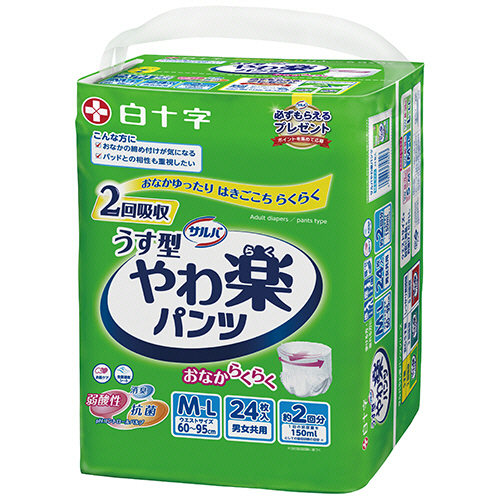 たのめーる】白十字 サルバ やわ楽パンツ うす型 M-L 1パック(24枚)の通販