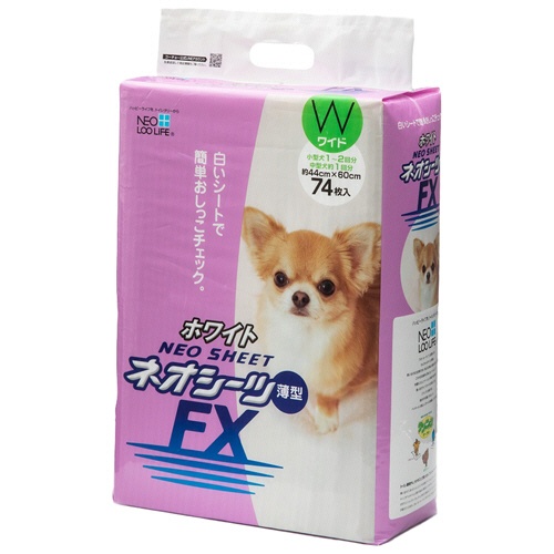 コーチョー　ペット用トイレシーツ　ネオシーツＦＸホワイト　ワイド　小型犬１～２回分・中型犬約１回分　１パック（７４枚）1