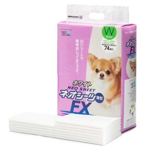 コーチョー　ペット用トイレシーツ　ネオシーツＦＸホワイト　ワイド　小型犬１～２回分・中型犬約１回分　１パック（７４枚）2