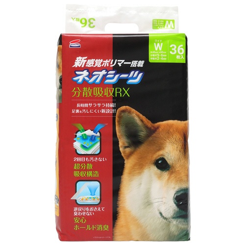 コーチョー　ペット用トイレシーツ　ネオシーツ分散吸収ＲＸ　ワイド　小型犬５～６回分・中型犬２～４回分　１パック（３６枚）1