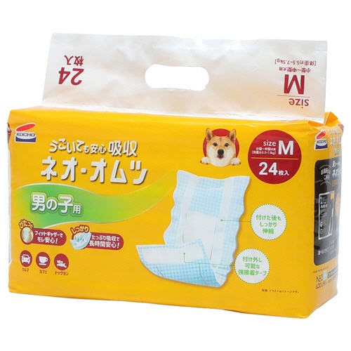 コーチョー　ペット用オムツ　ネオ・オムツ　男の子用　Ｍ　小型～中型犬用（体重約５．５～７．５ｋｇ）　１パック（２４枚）1