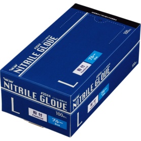 川西工業　ニトリル　使いきり極薄手袋　粉付　ブルー　Ｌ　＃２０４４　１箱（１００枚）