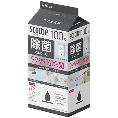 日本製紙クレシア　スコッティ　ウェットティシュー　除菌　アルコールタイプ　つめかえ用　１パック（１００枚）1