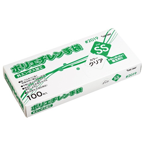 川西工業　ポリエチレン手袋　＃２０１９　外エンボス　クリア　ＳＳ　１箱（１００枚）1