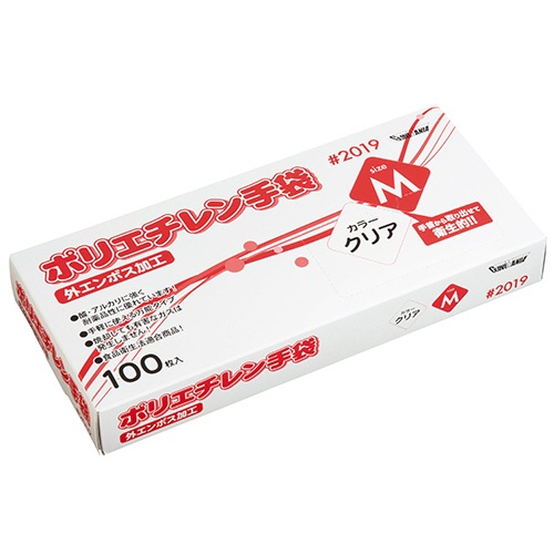 川西工業　ポリエチレン手袋　＃２０１９　外エンボス　クリア　Ｍ　１箱（１００枚）1
