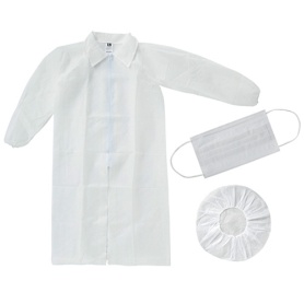 川西工業　不織布白衣・マスク・ヘアキャップ　３点セット　Ｍサイズ　＃７０２２Ｍ　１セット