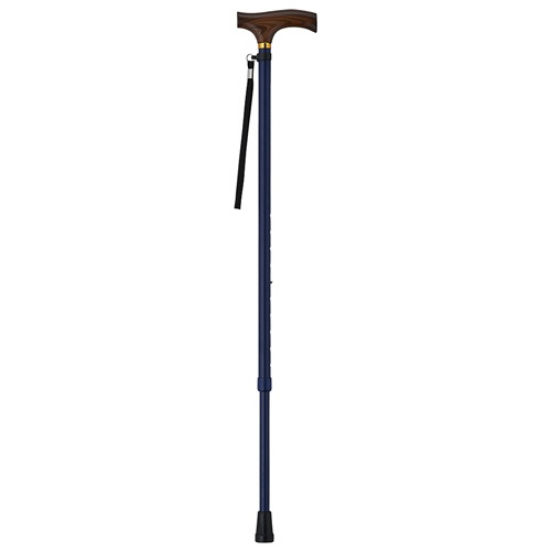 ウェルファン　夢ライフステッキ　伸縮型　スリムタイプ　６９～９２ｃｍ（９段階調整）　グリップ：木製　ネイビー　００９７１１　１本2