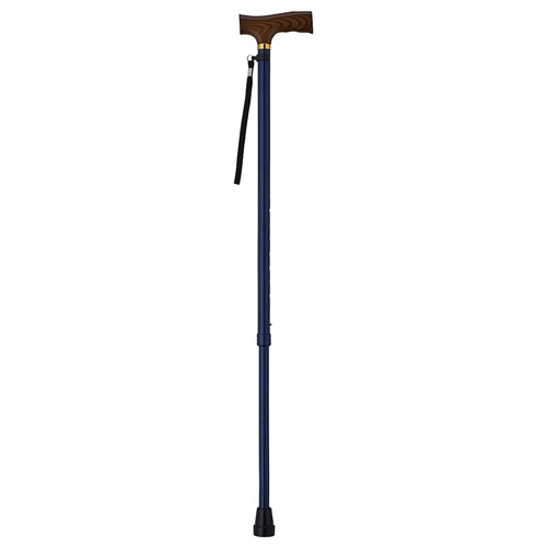 ウェルファン　夢ライフステッキ　伸縮型　ベーシックタイプ　６９～９２ｃｍ（９段階調整）　グリップ：木製　ネイビー　００９７１２　１本1