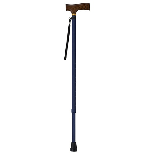 ウェルファン　夢ライフステッキ　伸縮型　ベーシックタイプ　６９～９２ｃｍ（９段階調整）　グリップ：木製　ネイビー　００９７１２　１本2