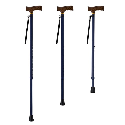 ウェルファン　夢ライフステッキ　伸縮型　ベーシックタイプ　６９～９２ｃｍ（９段階調整）　グリップ：木製　ネイビー　００９７１２　１本5