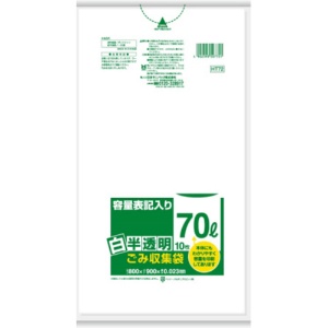 日本サニパック　容量表記ごみ袋　白半透明　７０Ｌ　０．０２３ｍｍ　ＨＴ７２　１パック（１０枚）1