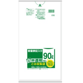 日本サニパック　容量表記ごみ袋　白半透明　９０Ｌ　０．０２３ｍｍ　ＨＴ９２　１パック（１０枚）