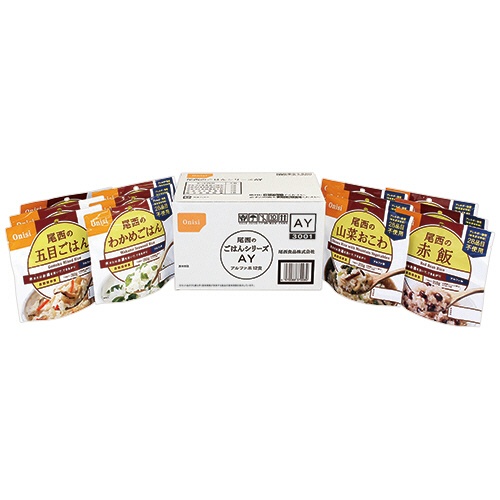 尾西食品　尾西のごはんシリーズＡＹ（和風メニュー）　４種類　ＳＥＸ１２ＡＹ　１ケース（１２食：各３食）1
