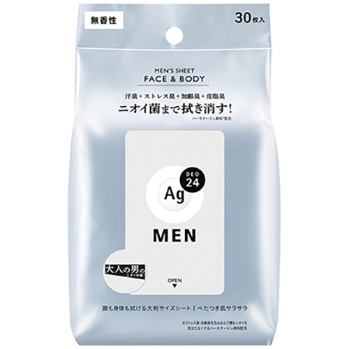 ファイントゥデイ　エージーデオ２４メン　メンズシート　フェイス＆ボディ　無香性　１パック（３０枚）1