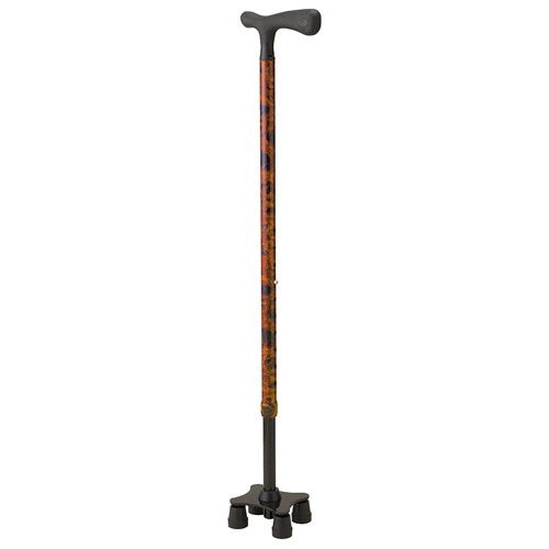 ケイ・ホスピア　愛杖　スリム四点杖　伸縮タイプ　６６～８８ｃｍ（１０段階調節）　グリップ：ブラック　シャフト：木目調　ＳＳＳ－１３　１本1