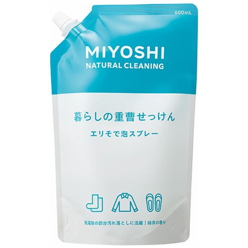 ミヨシ石鹸　暮らしの重曹せっけん　エリそで泡スプレー　つめかえ用　６００ｍＬ　１個1