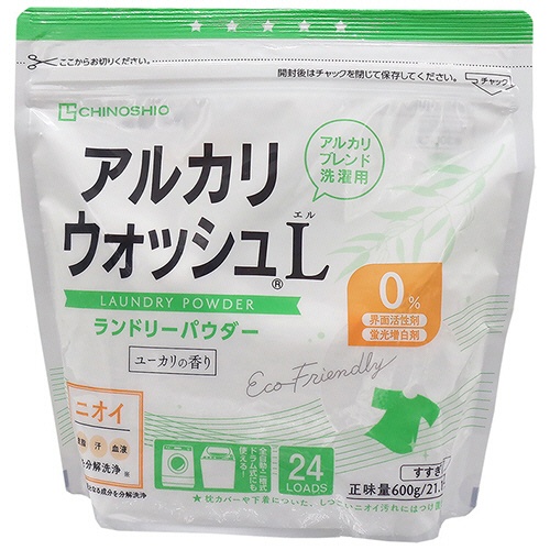 地の塩社　アルカリウォッシュＬ　ランドリーパウダー　香料タイプ（ユーカリの香り）　６００ｇ　１個1